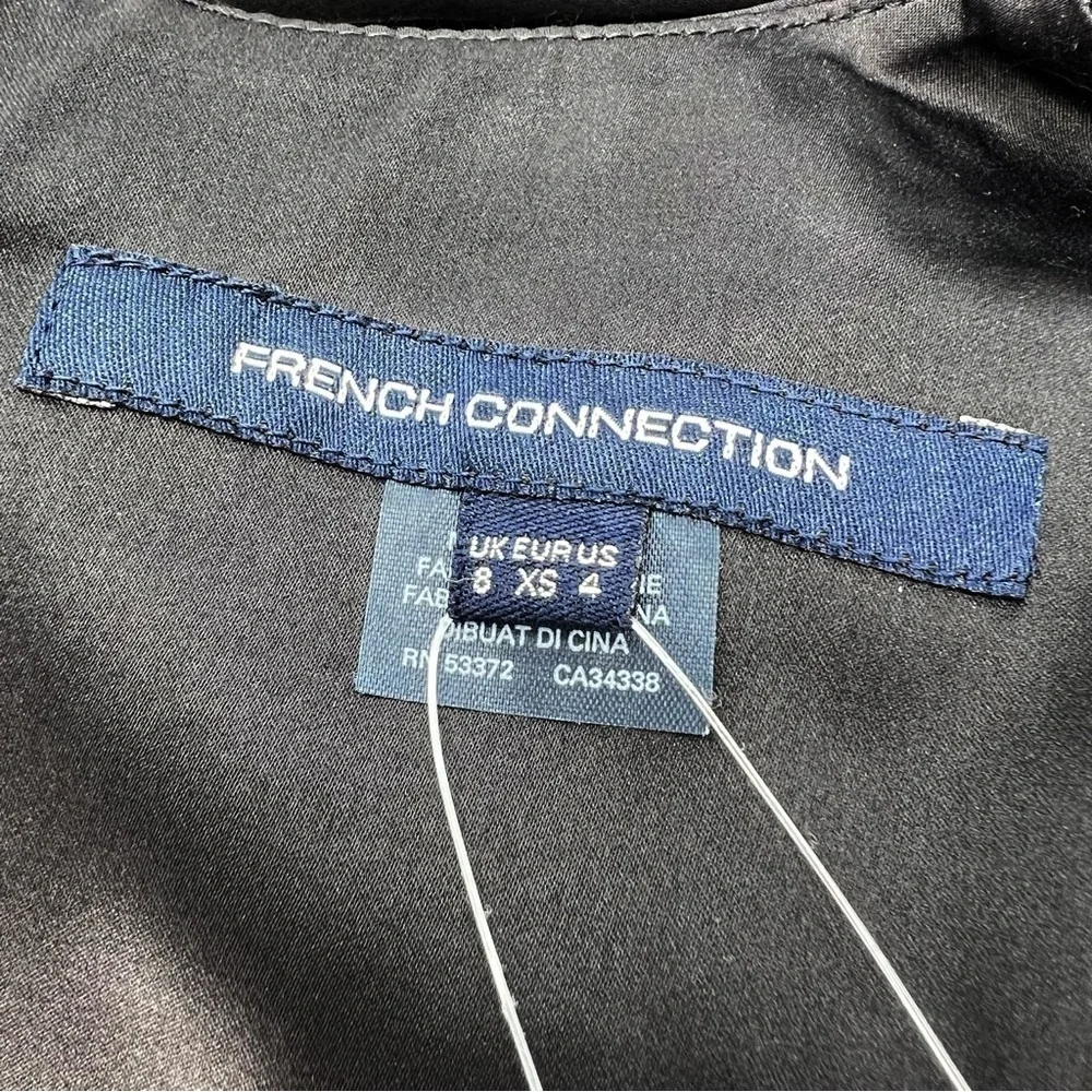 French Connection Black Midnight Satin Eyelet Tunic Dress Size 4 fcuk New NWT - Picture 5 of 11
